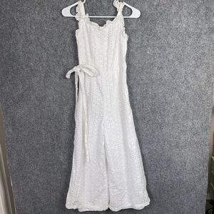 NOUN Pants Womens Size XS White Jumper Eyelets Prairie Cottage Girly